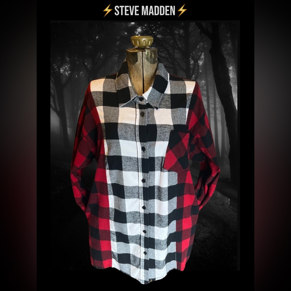 ⚡️STEVE MADDEN⚡️Buffalo Plaid Oversized Flannel Shirt